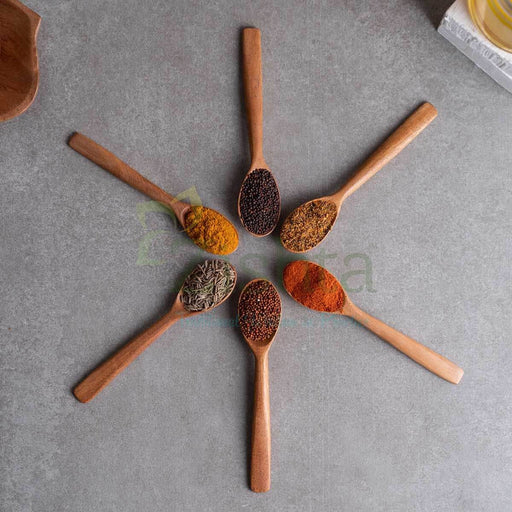 Neem Wood Spice Spoons: Set of 6 – Kitchen Tool