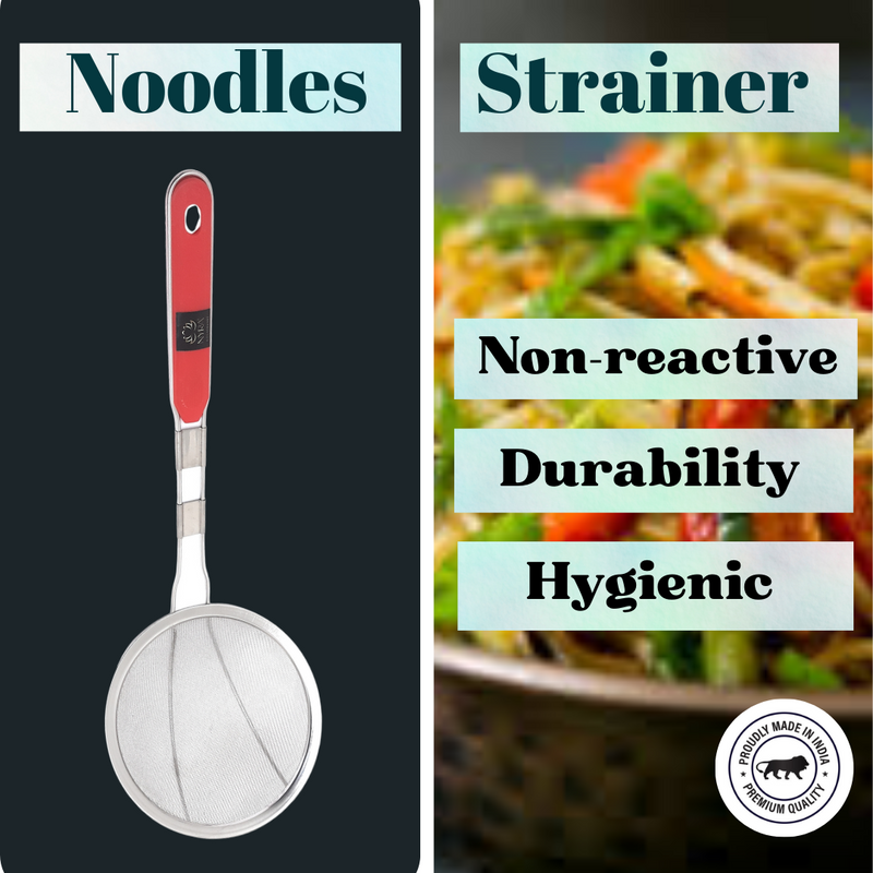 Stainless Steel Deep Fry Strainer with Plastic Handle – Deep Fry Skimmer