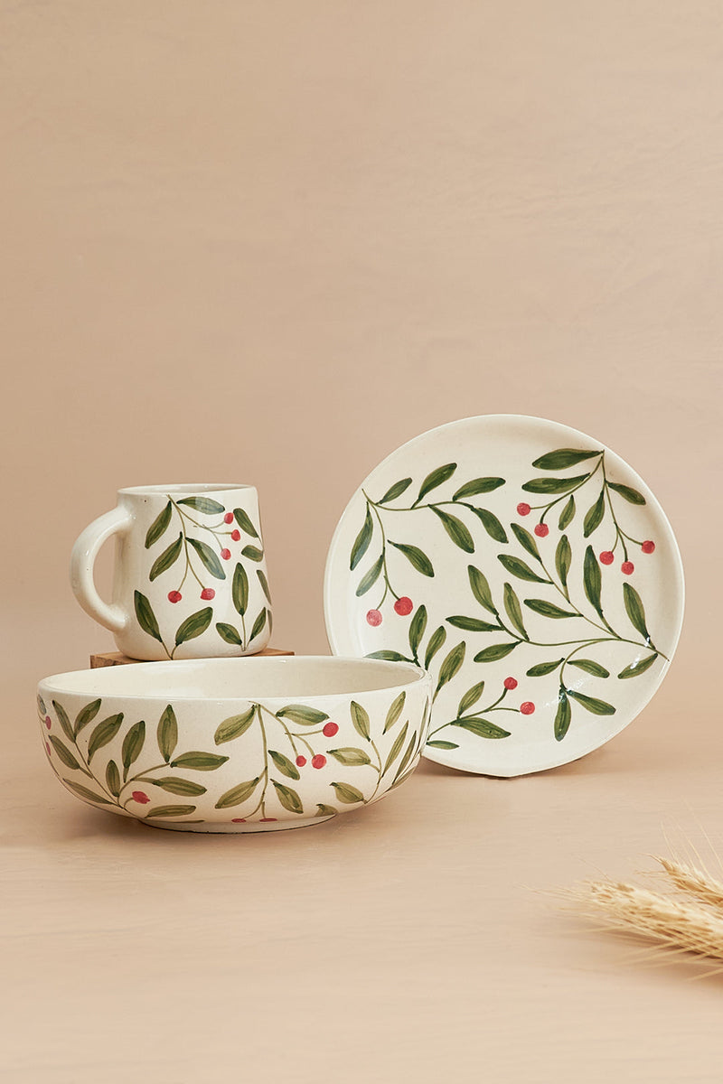 Nurture India Olive Leaf Breakfast 3-Piece Set