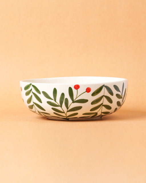 Nurture India Olive Leaf Ceramic Bowl Large