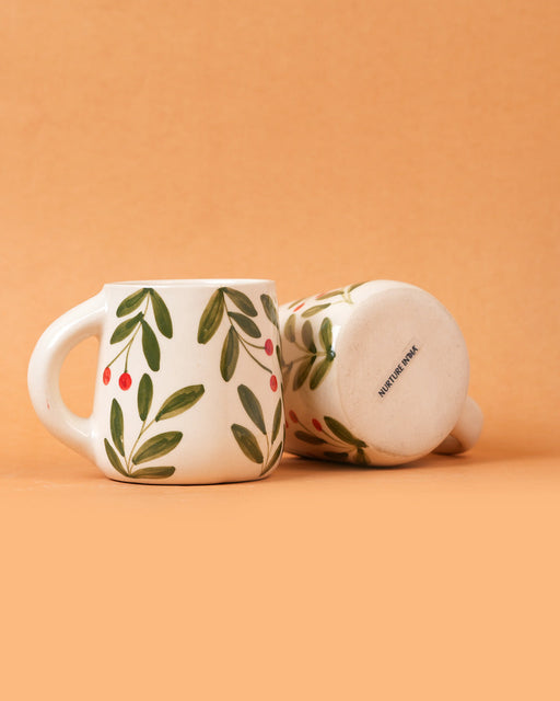 Nurture India Olive Leaf Ceramic Mug 10-oz