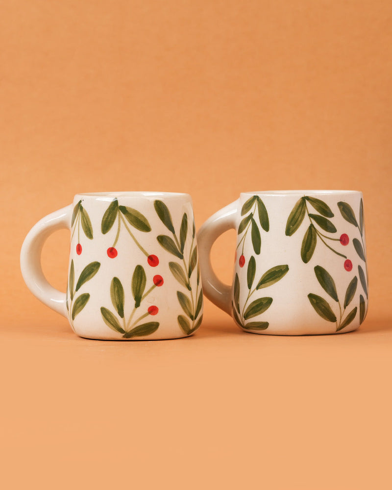 Nurture India Olive Leaf Ceramic Mug 10-oz