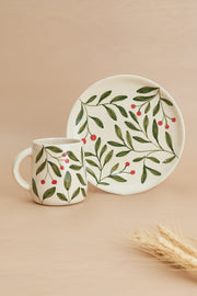 Nurture India Olive Leaf Ceramic Plate Cup