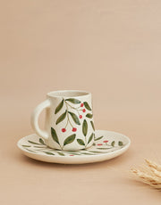 Nurture India Olive Leaf Ceramic Plate Cup