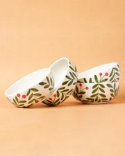 Nurture India Olive Leaf Ceramic Small Bowls 10-oz