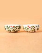 Nurture India Olive Leaf Ceramic Small Bowls 10-oz