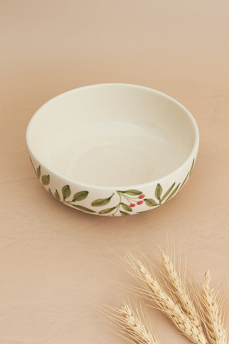 Nurture India Olive Leaf Ceramic Bowl Large