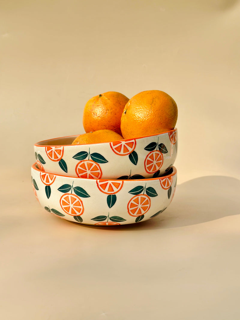 Nurture India Orange Ceramic Bowl Large