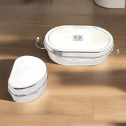 Stainless Steel Oval Lunch Box with Leakproof Container – Storage Container