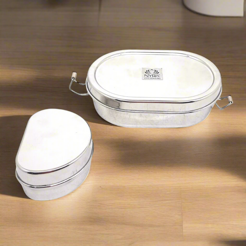 Stainless Steel Oval Lunch Box with Leakproof Container – Storage Container