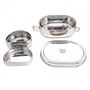 Stainless Steel Oval Lunch Box with Leakproof Container – Storage Container