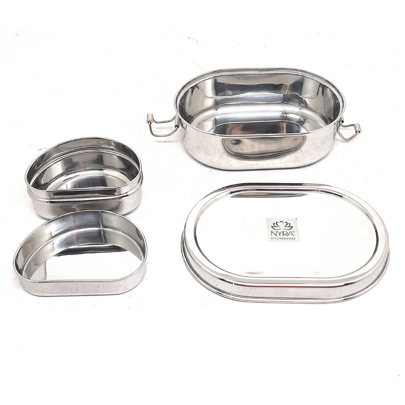 Stainless Steel Oval Lunch Box with Leakproof Container – Storage Container