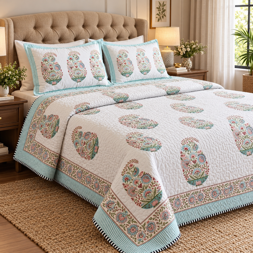 aenak-pink-kairi-handblock-printed-reversible-quilted-bedcover-set