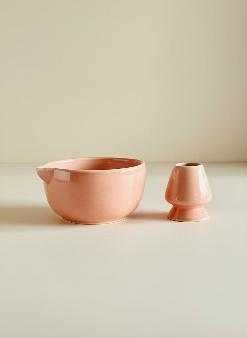 Nurture India Pastel Pink Matcha Bowl Whisk Holder