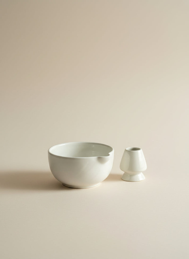 Nurture India Pastel White Matcha Bowl Whisk Holder