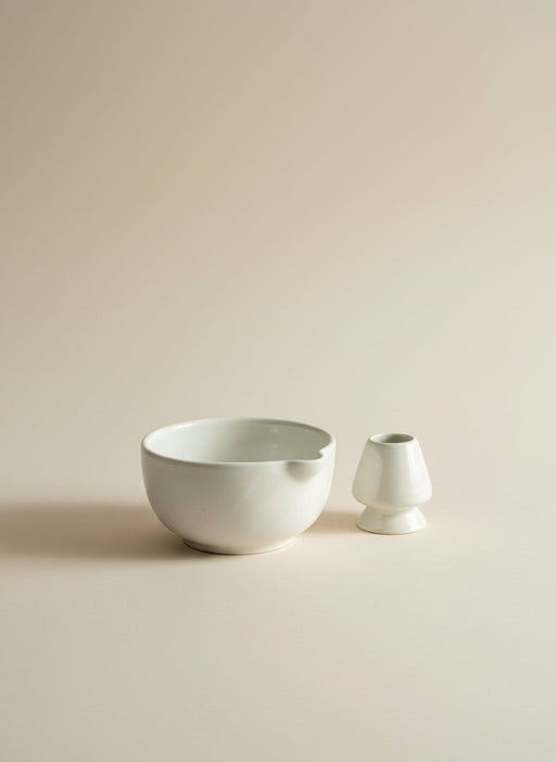 Nurture India Pastel White Matcha Bowl Whisk Holder