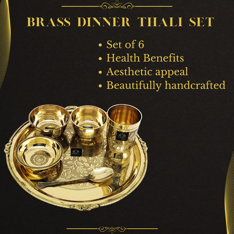 Traditional Brass Dinner Thali Set – Kitchen Utensil