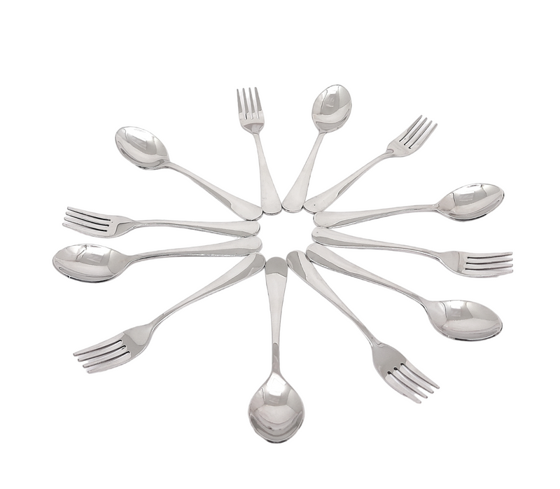 Cutlery Set of 12 Stainless Steel Cutlery - 6 & Forks - 6 