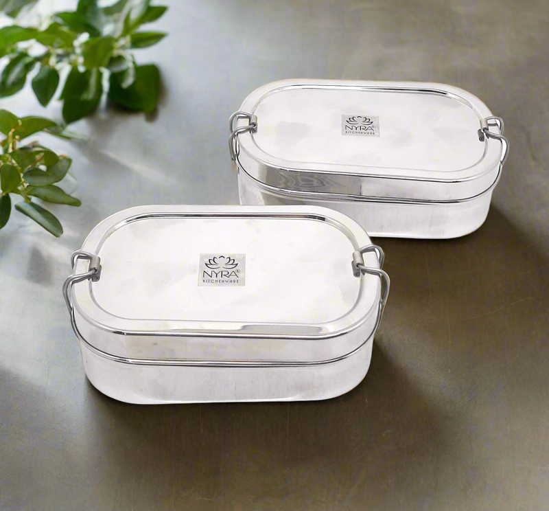 Stainless Steel Rectangle Lunch Box with 1 Small Box – Kitchen Utensil