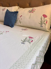 aenak-pink-blue-palm-handblock-premium-cotton-bedsheet-set
