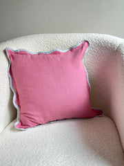 Nurture India Pink Scallop Cushion Cover