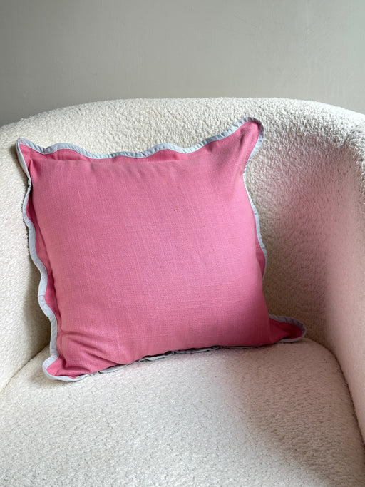 Nurture India Pink Scallop Cushion Cover