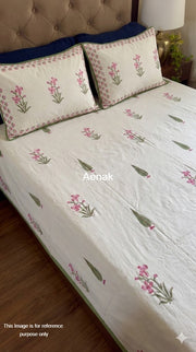 aenak-pink-madhumati-handblock-bedsheet-quilted-bedcover-combo-set