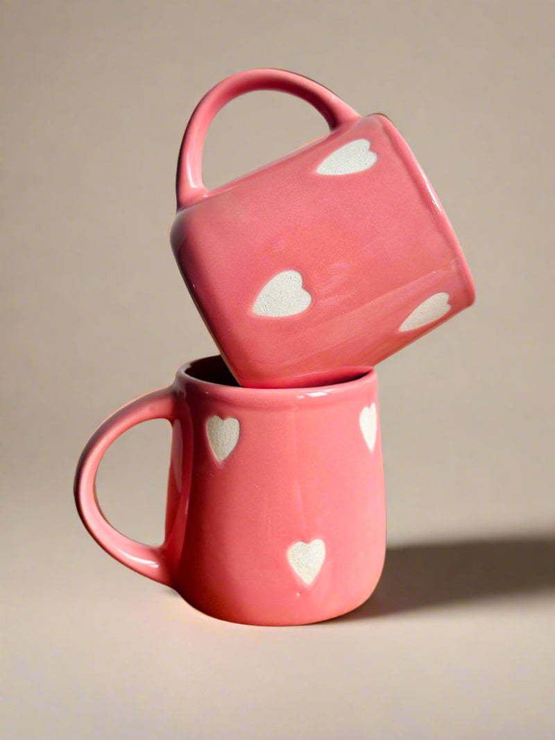 Nurture India Pinky Heart Ceramic Cup 8-oz