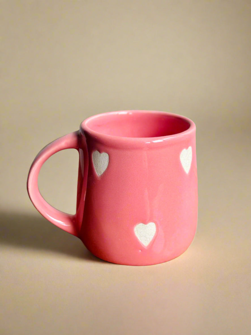Nurture India Pinky Heart Ceramic Cup 8-oz