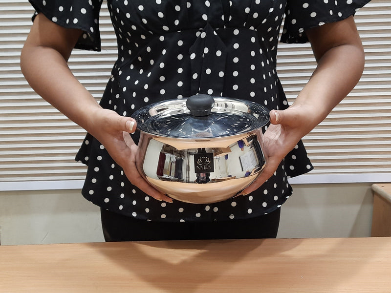 Stainless Steel Pulao Handi with Lid and PVC Knob – Cooking Handi