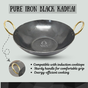 Pure Traditional Black Iron Kadhai – Cooking Wok