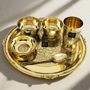 Traditional Brass Dinner Thali Set – Kitchen Utensil