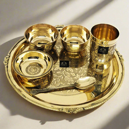 Traditional Brass Dinner Thali Set – Kitchen Utensil
