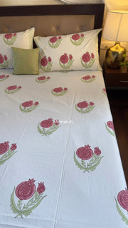 aenak-pink-anaar-baag-handblock-premium-cotton-bedsheet-set