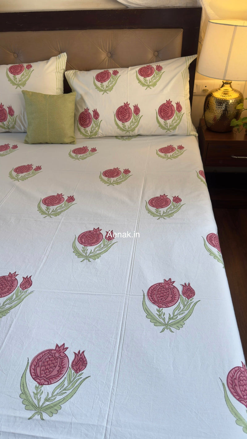 aenak-pink-anaar-baag-handblock-premium-cotton-bedsheet-set