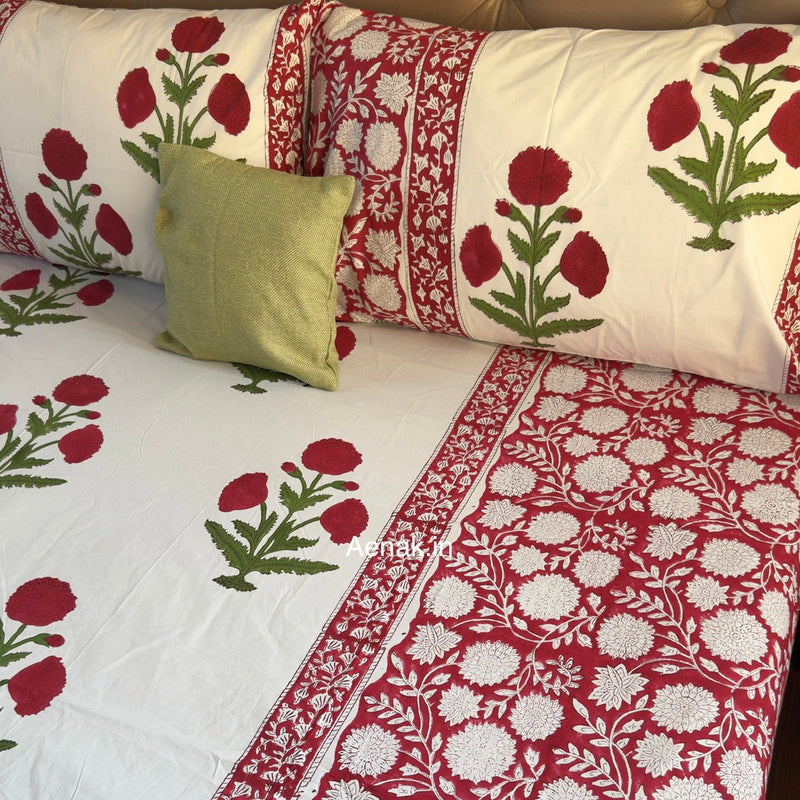 aenak-red-dahlia-gadd-handblock-printed-premium-cotton-fitted-bedsheet-set