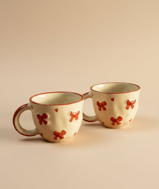 Nurture India Red Heart Bow Ceramic Coffee Mug