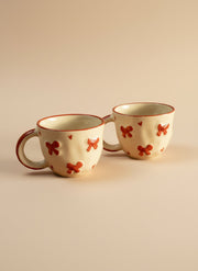Nurture India Red Heart Bow Ceramic Coffee Mug