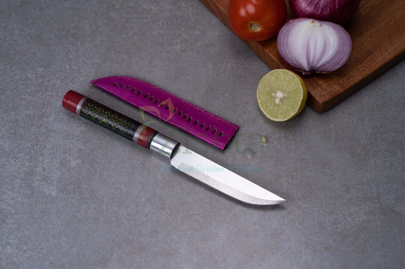 Reha Kitchen Fruit Knife with Lac-turned Wooden Handle – Kitchen Knife