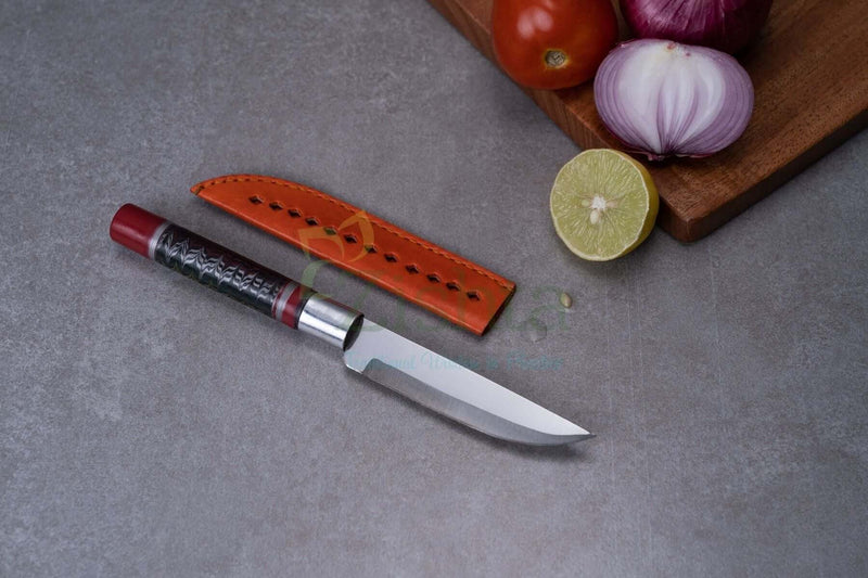 Reha Kitchen Fruit Knife with Lac-turned Wooden Handle – Kitchen Knife