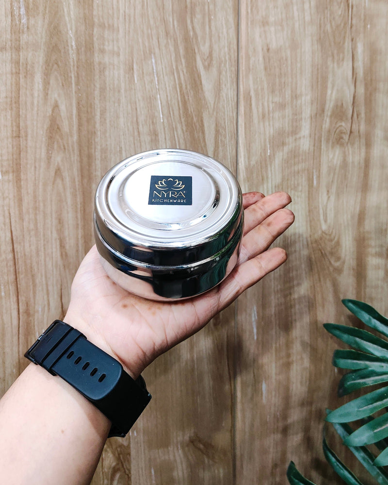 Stainless Steel Round Dibbi/Box set of 3pcs – Mini Storage Containers
