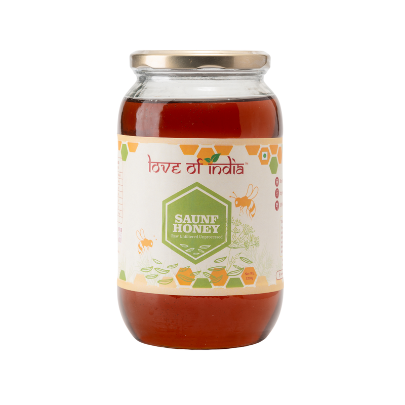 Love of India Saunf Honey (Fennel Raw Honey, Raw, Unfiltered, Unprocessed & Non-Pasteurised) – Traditional Indian Natural Honey