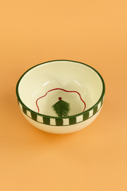 Nurture India Christmas Tree Green Ceramic Small Bowl