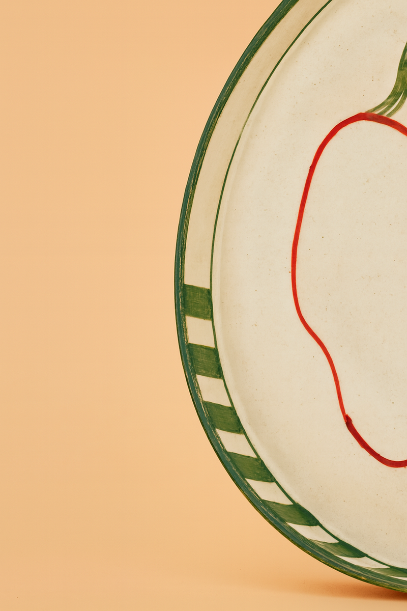 Nurture India Christmas Tree Green Ceramic Snack Plate 8-Inch