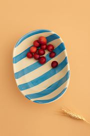 Nurture India Sky Blue Stripe Ceramic Combo Bowl Cup
