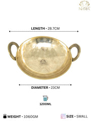 Traditional Brass Kadhai (Pital Wok) with Designer Handles – Cooking Kadhai