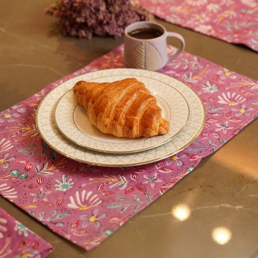 Nurture India Elegant Purple Floral Cotton Placemat