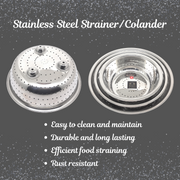 Stainless Steel Rice, Fruits & Vegetables Basin Strainer/Colander – Kitchen Utensil