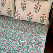 aenak-sage-green-floral-handblock-printed-premium-cotton-set-bedsheet