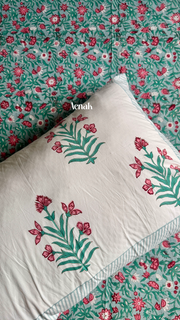 aenak-sage-green-floral-handblock-printed-premium-cotton-set-bedsheet